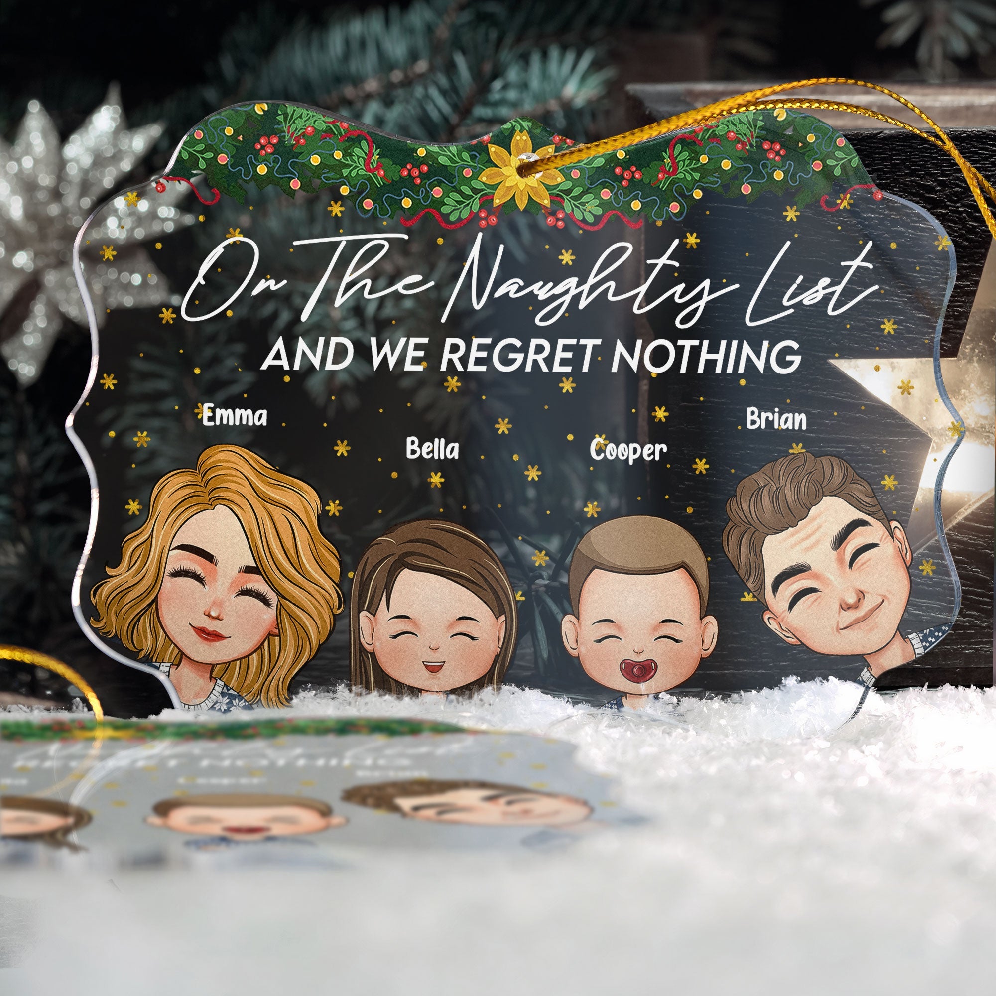 On The Naughty List And We Regret Nothing - Personalized Acrylic Ornament