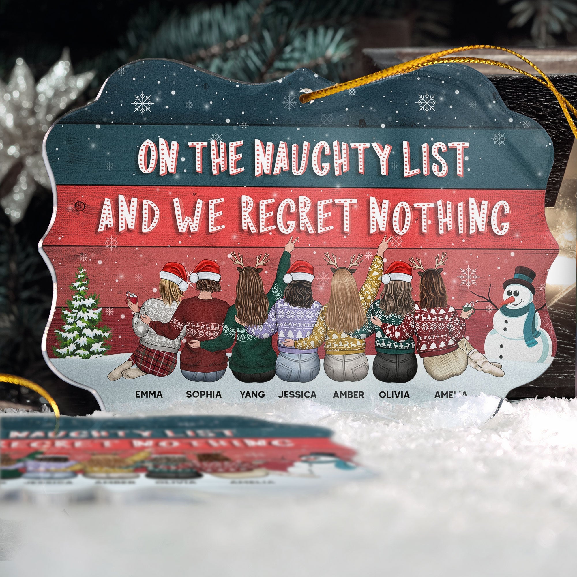 On The Naughty List And We Regret Nothing - Personalized Acrylic Ornament