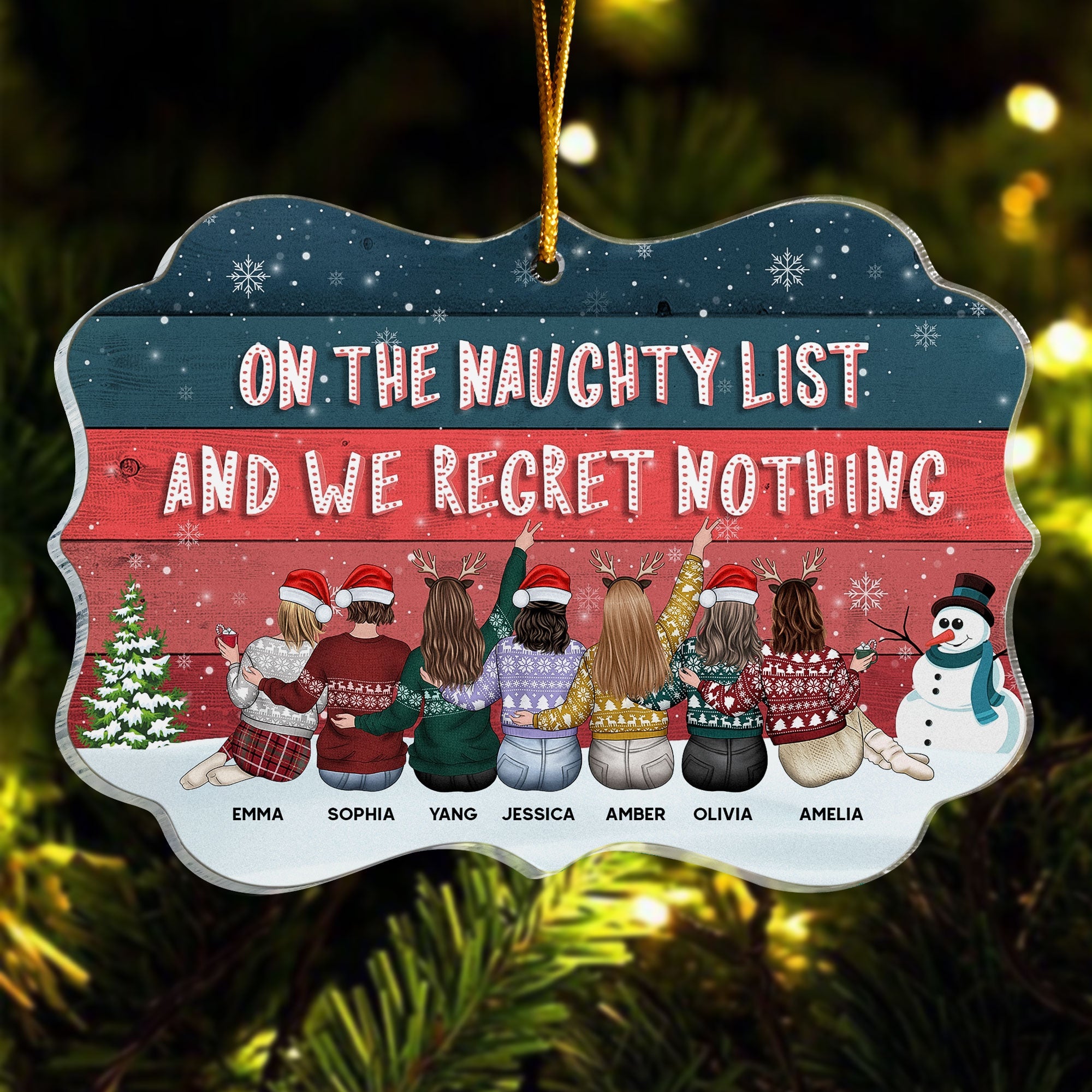 On The Naughty List And We Regret Nothing - Personalized Acrylic Ornament