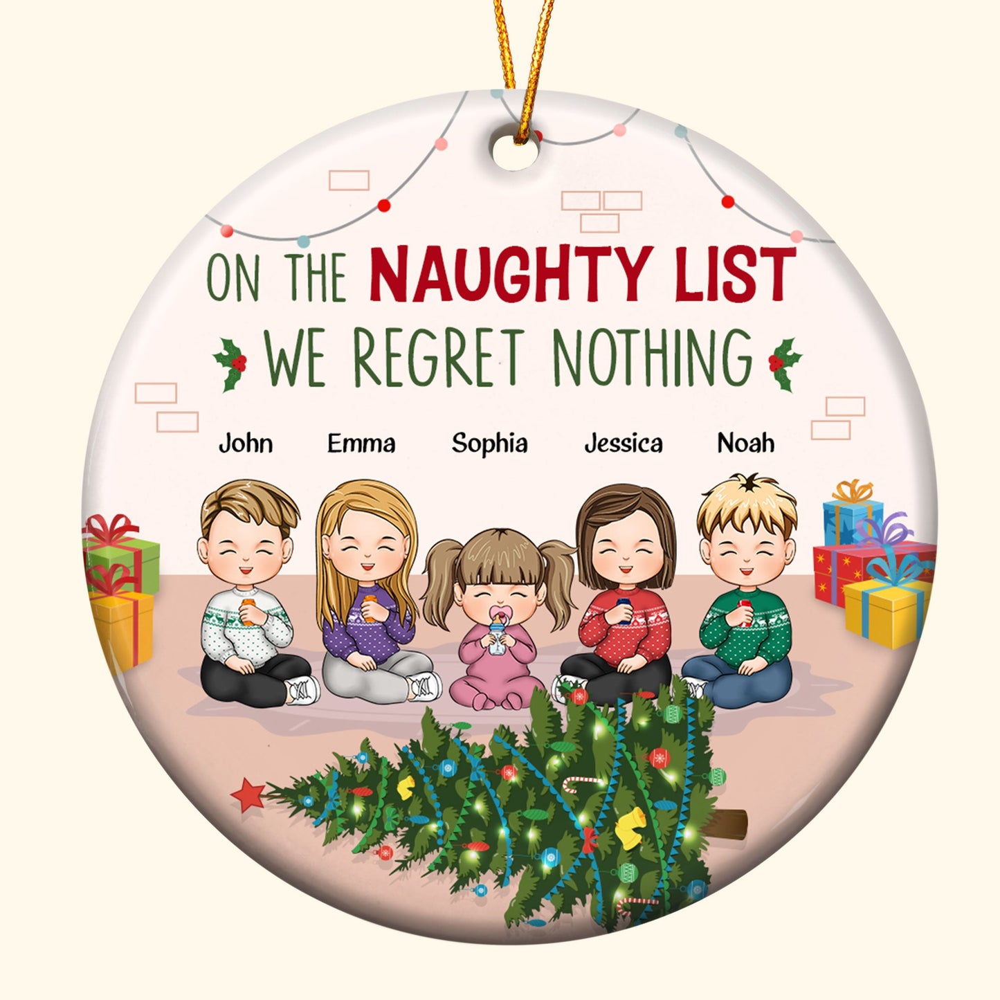 On The Naughty List We Regret Nothing - Personalized Ceramic Ornament