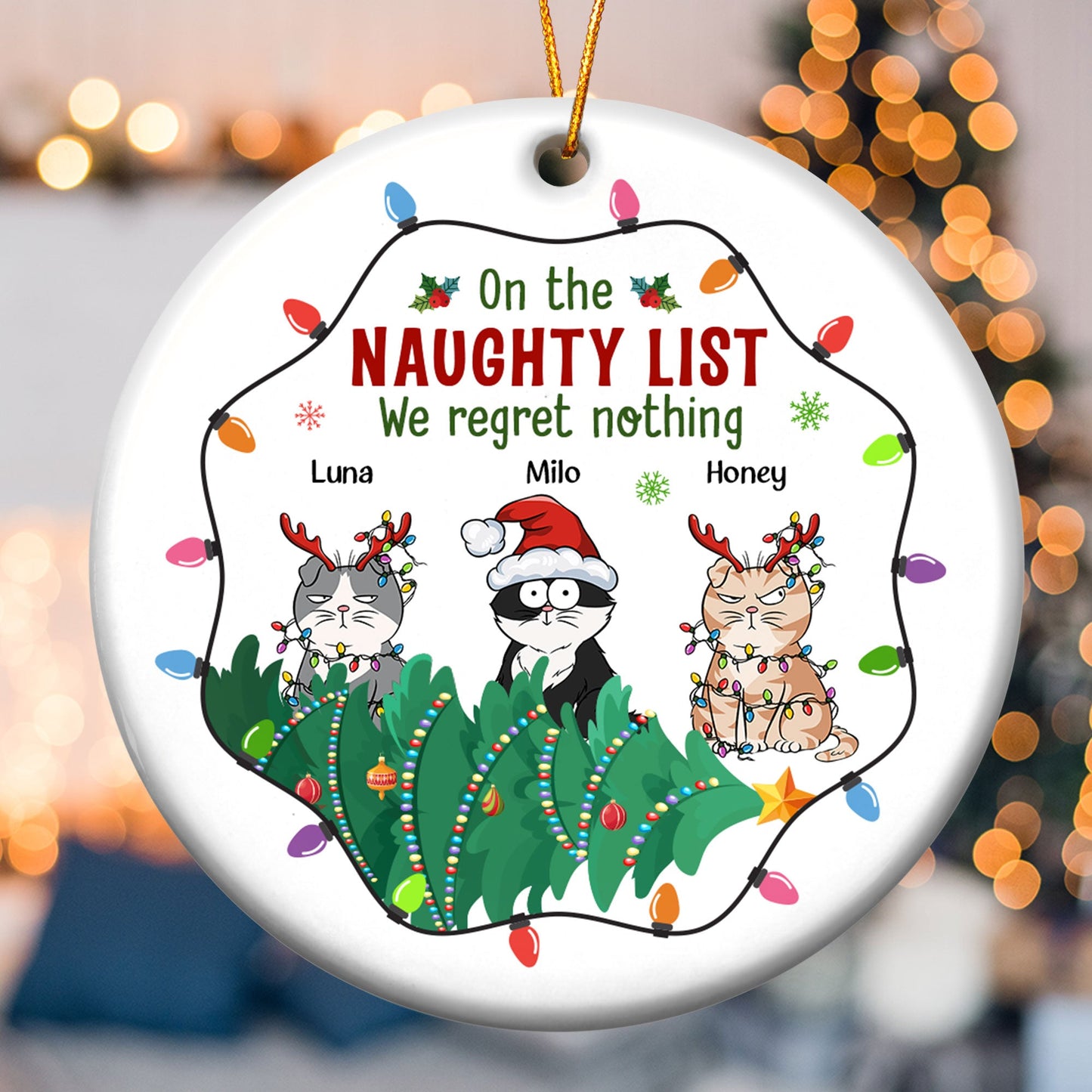 On The Naughty List We Regret Nothing - Personalized Ceramic Ornament