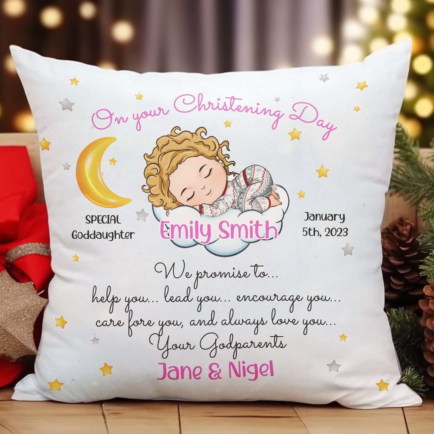 On Your Christening Day - Personalized Pillow