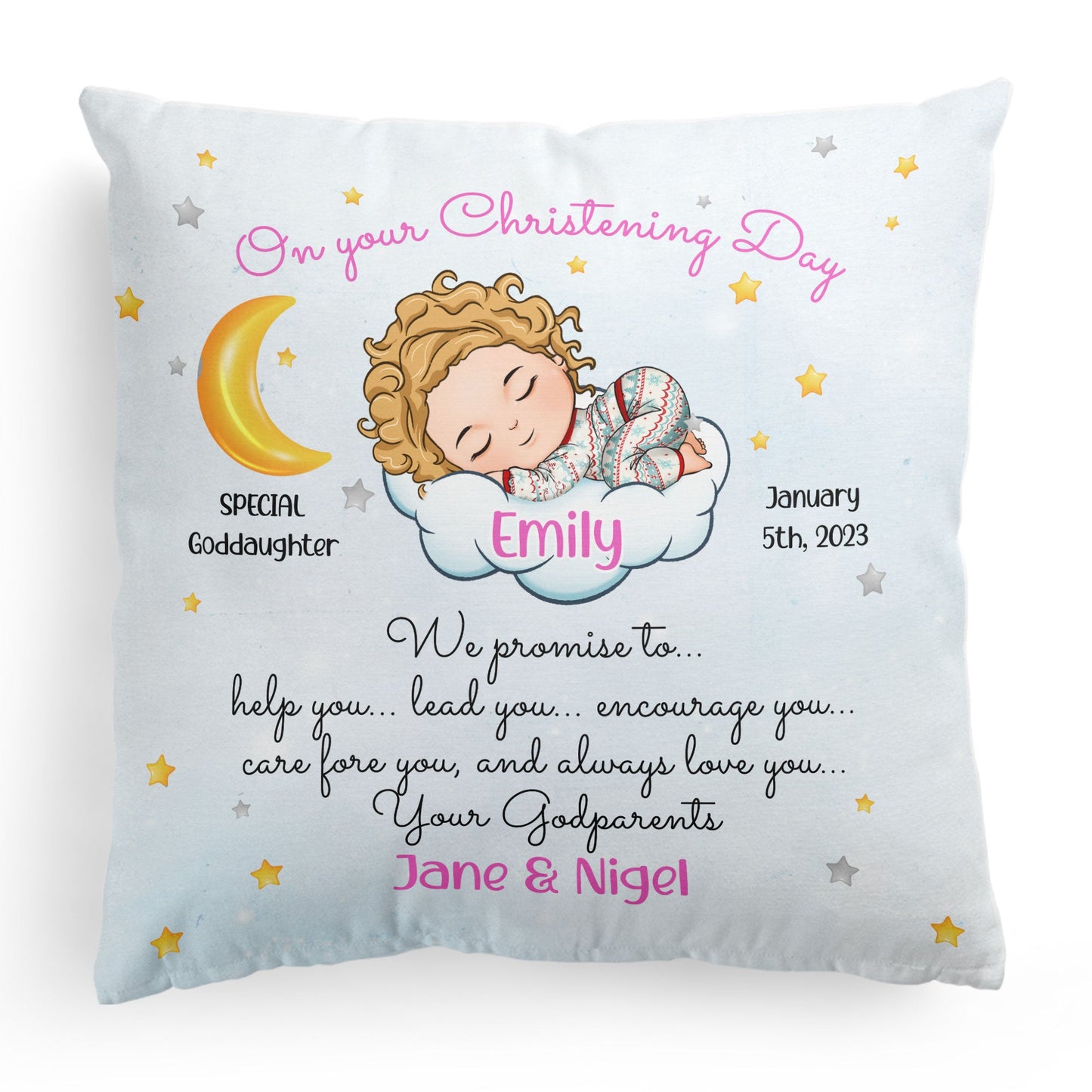 On Your Christening Day - Personalized Pillow