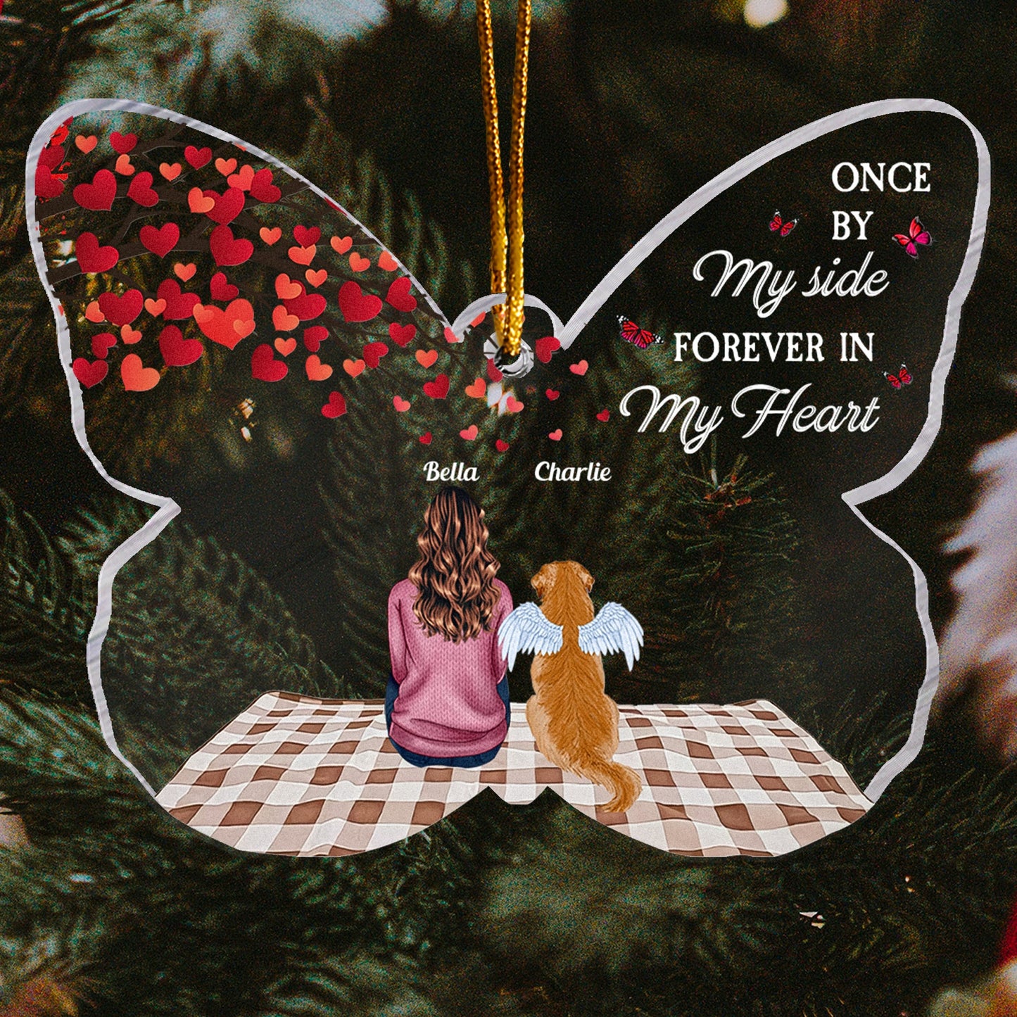 Once By My Side Forever In My Heart - Personalized Butterfly Shaped Acrylic Ornament