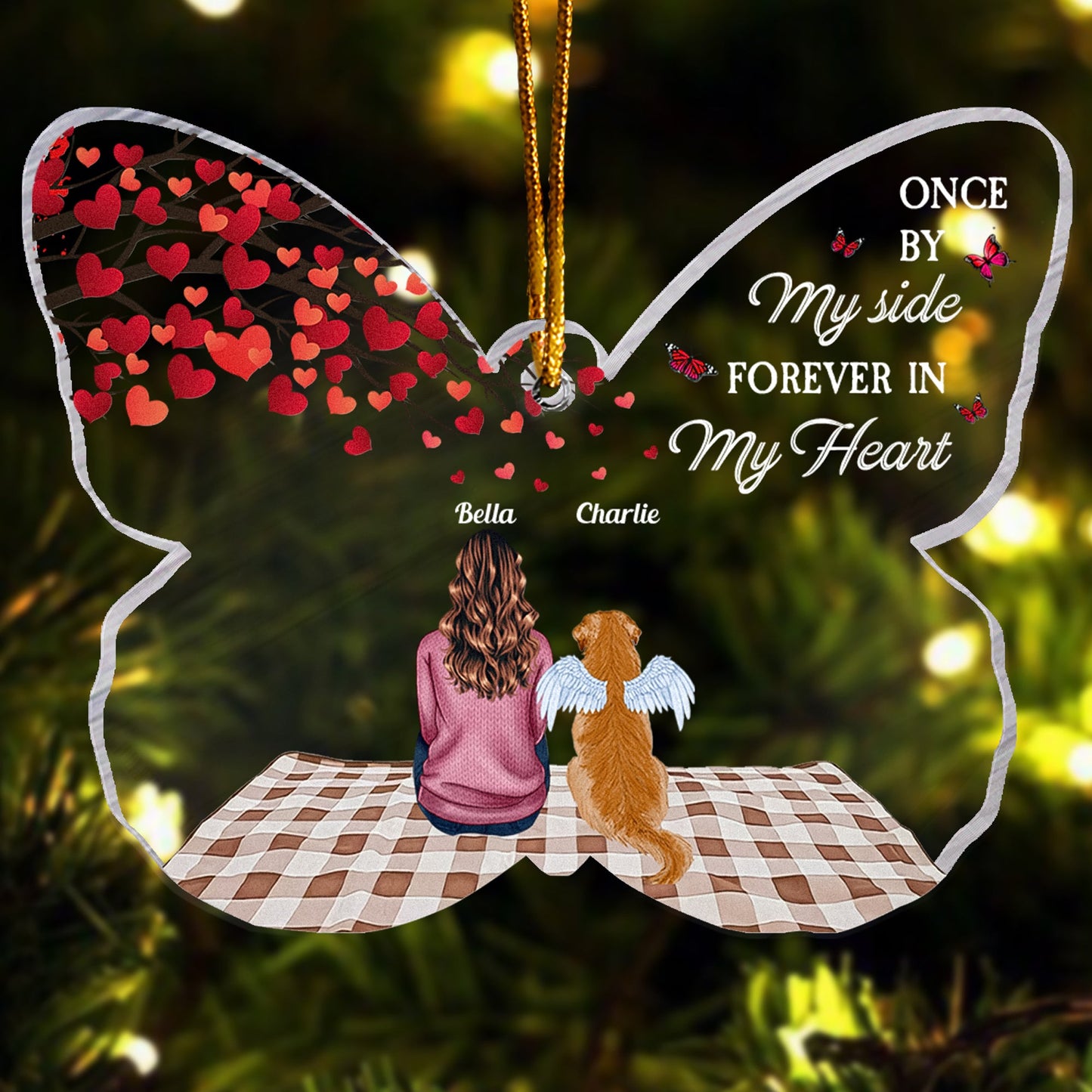 Once By My Side Forever In My Heart - Personalized Butterfly Shaped Acrylic Ornament