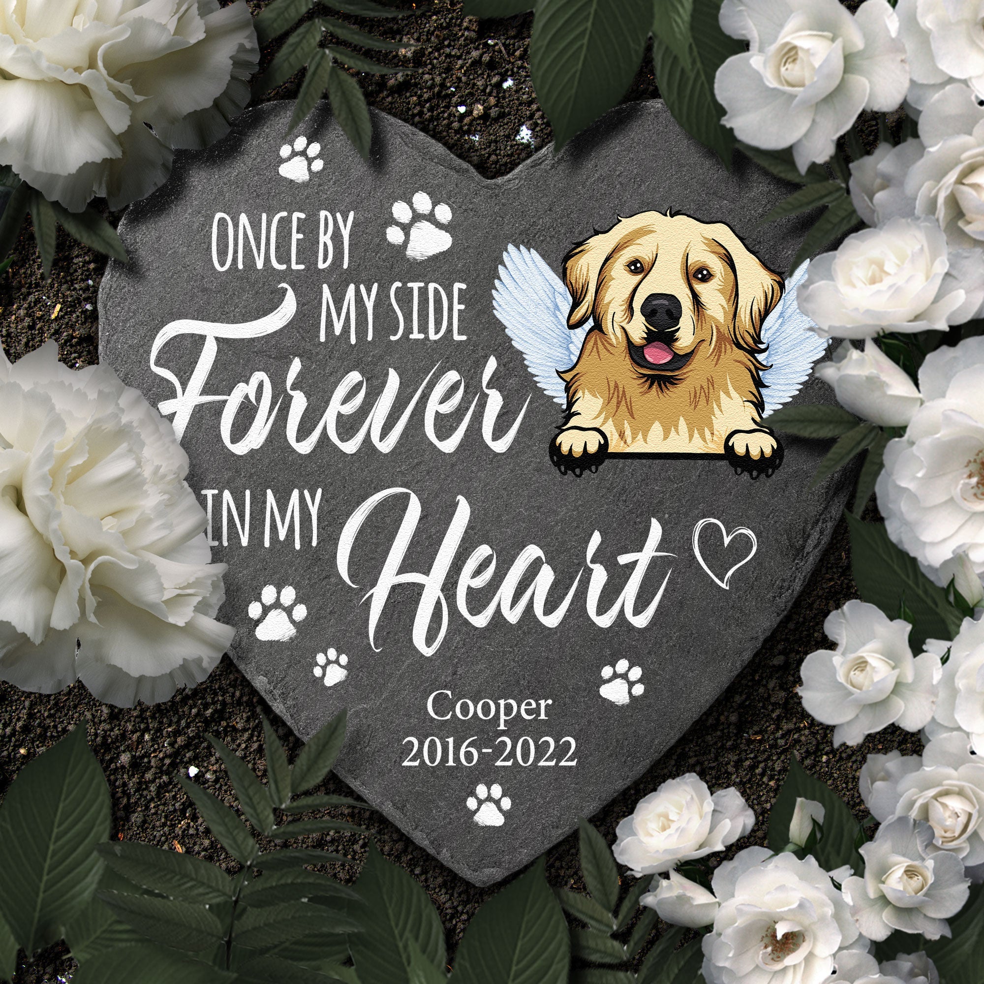 Once By My Side Forever In My Heart - Personalized Memorial Garden Stone