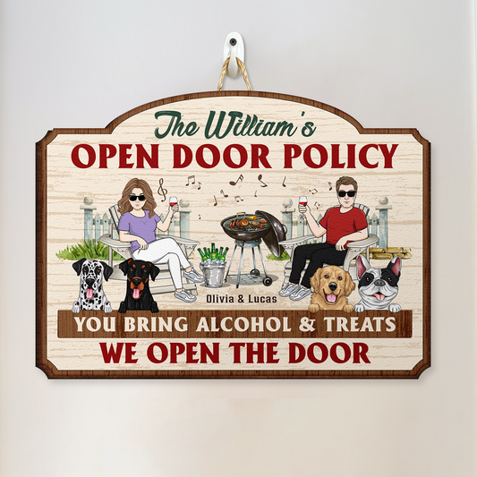 Open Door Policy - Personalized Custom Shaped Wood Sign