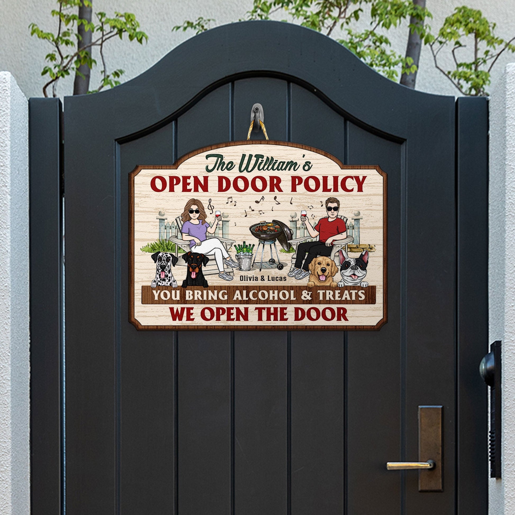 Open Door Policy - Personalized Custom Shaped Wood Sign