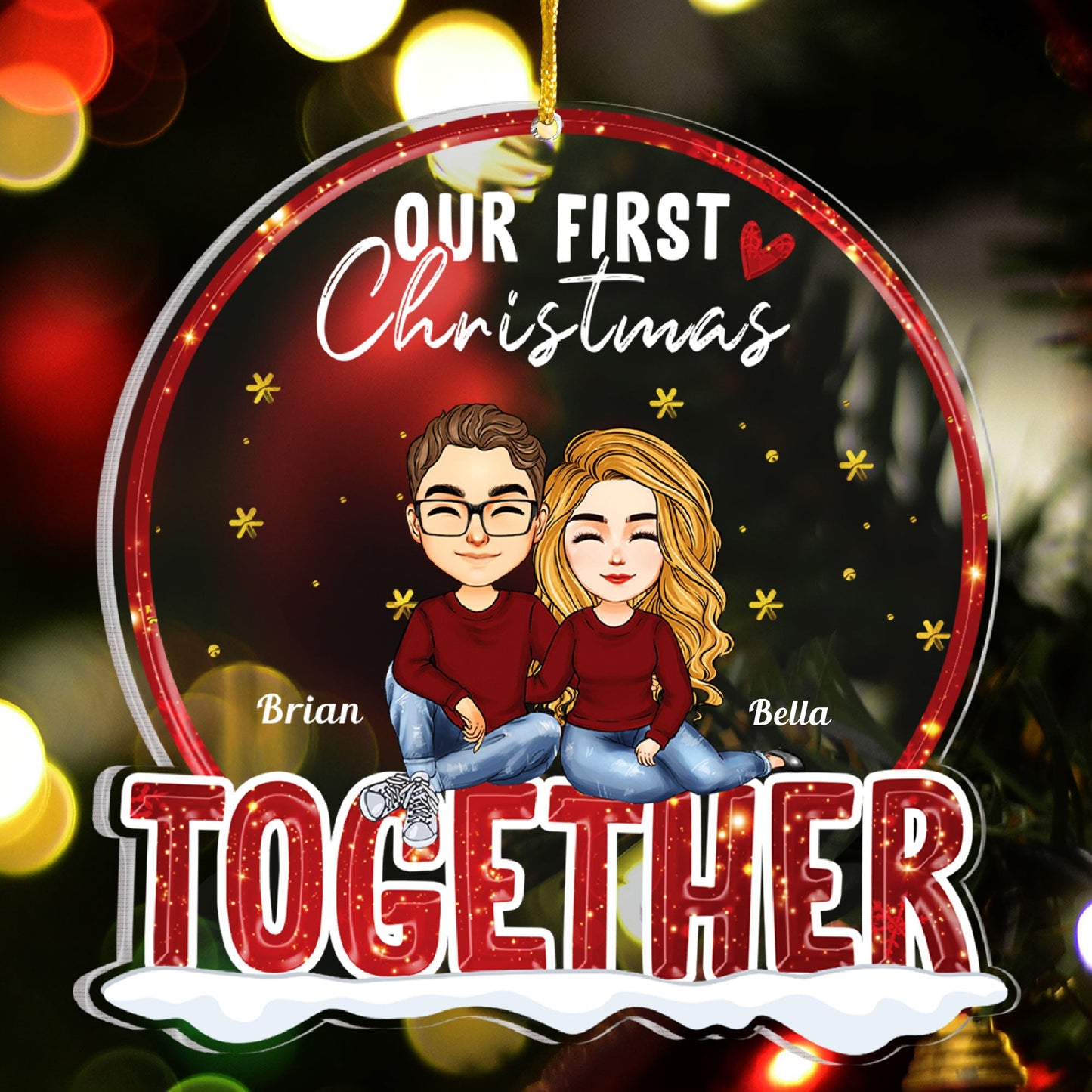 Our 10th Christmas Together - Personalized Love Shaped Acrylic Ornament