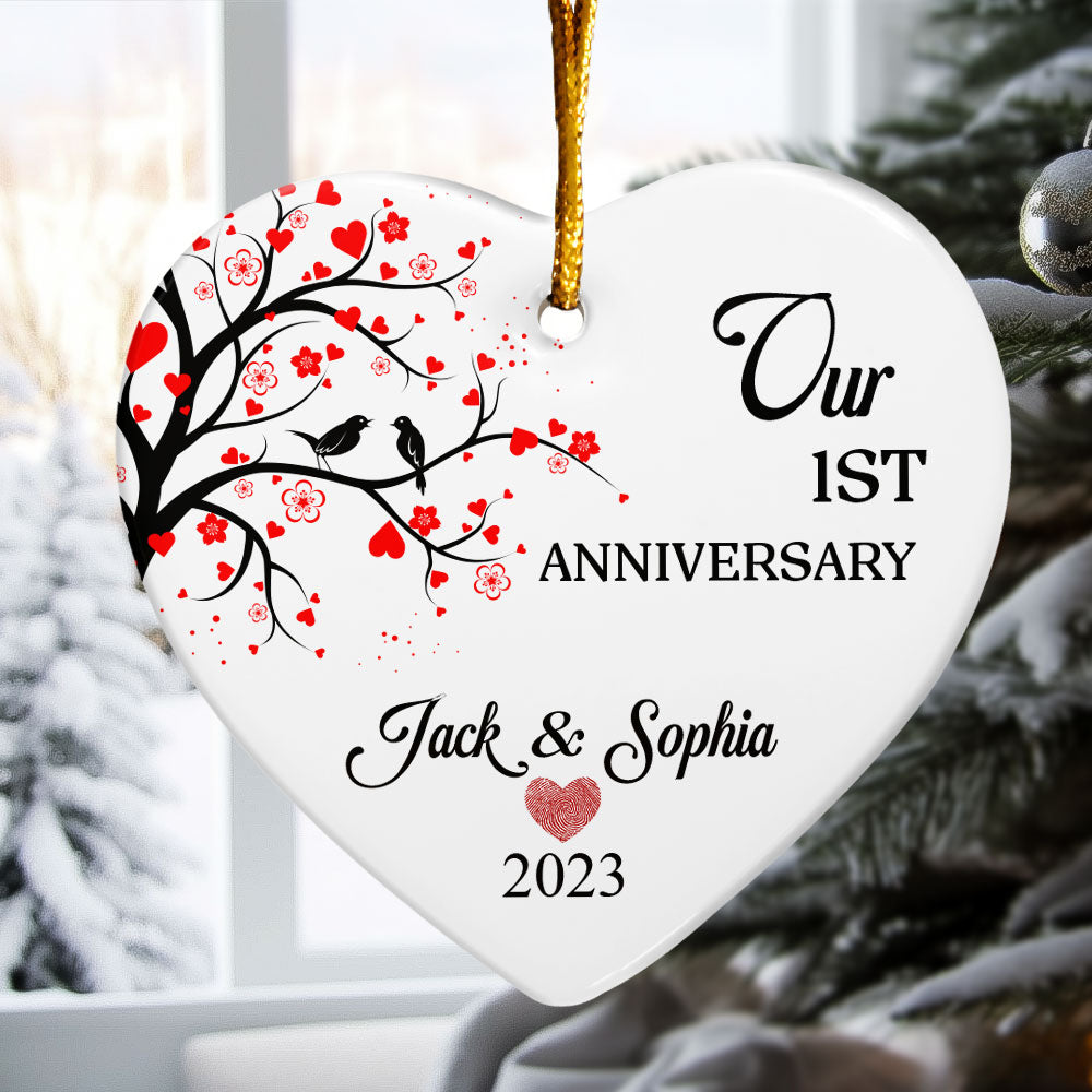 Our 20th Anniversary - Personalized Heart Shaped Ceramic Ornament