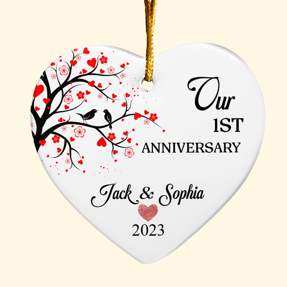 Our 20th Anniversary - Personalized Heart Shaped Ceramic Ornament