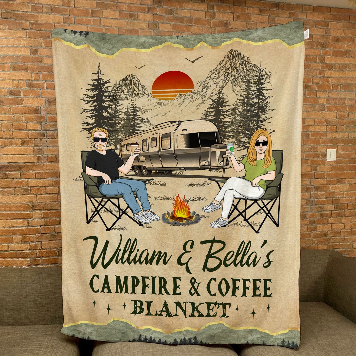 Our Campfire & Coffee Blanket - Personalized Blanket