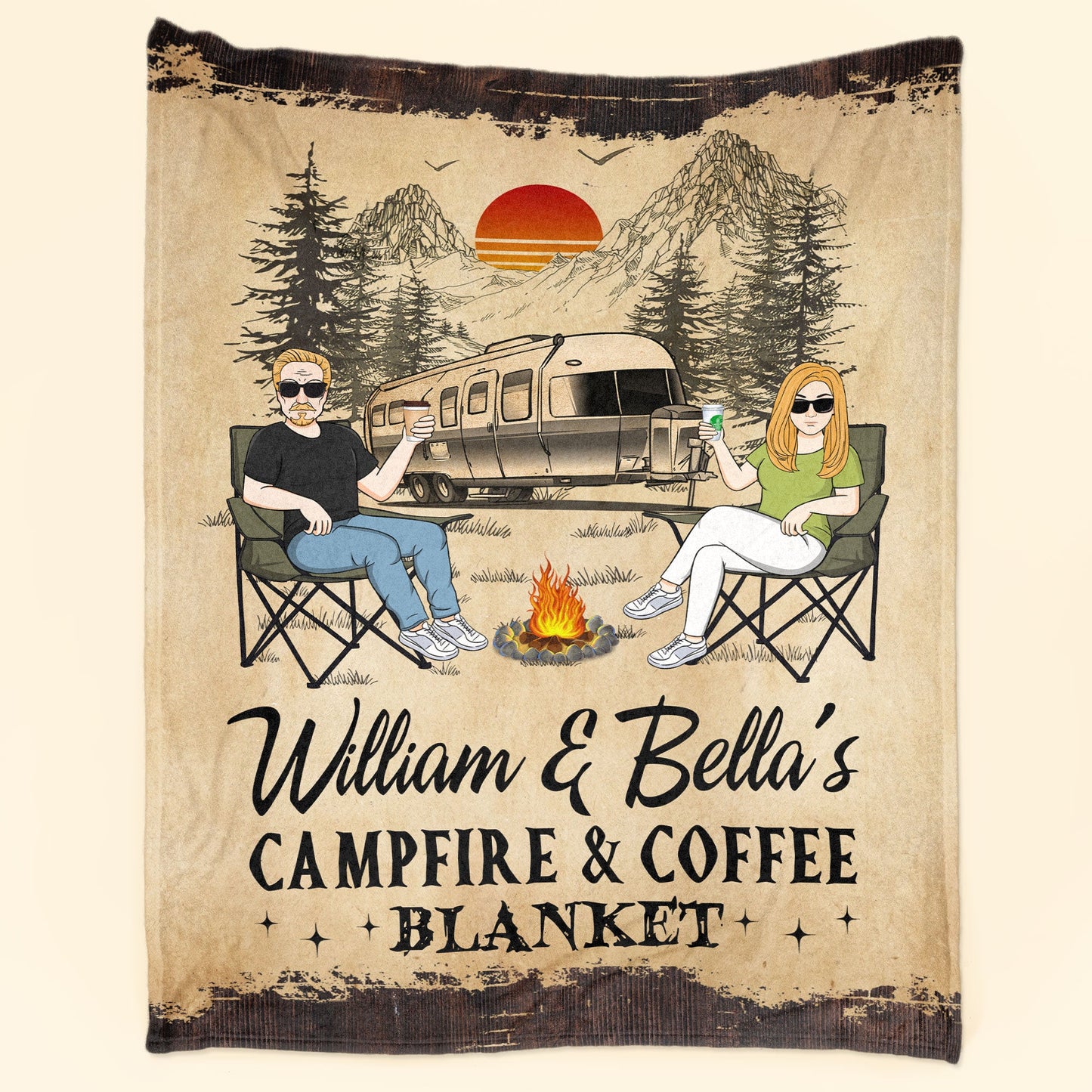 Our Campfire & Coffee Blanket - Personalized Blanket