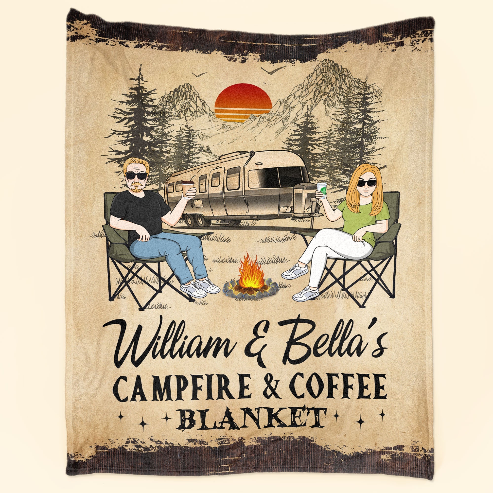 Our Campfire & Coffee Blanket - Personalized Blanket