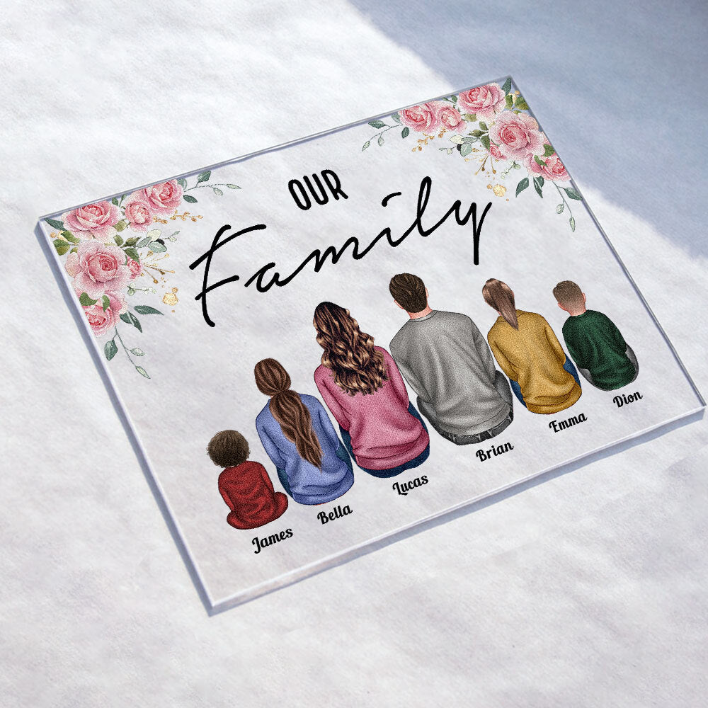 Our Family Better Together - Personalized Acrylic Plaque - Birthday Father's Day Gift For Dad, Step Dad, Gift For Mom, Daughters, Sons
