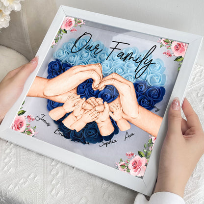Our Family Hands - Personalized Flower Shadow Box