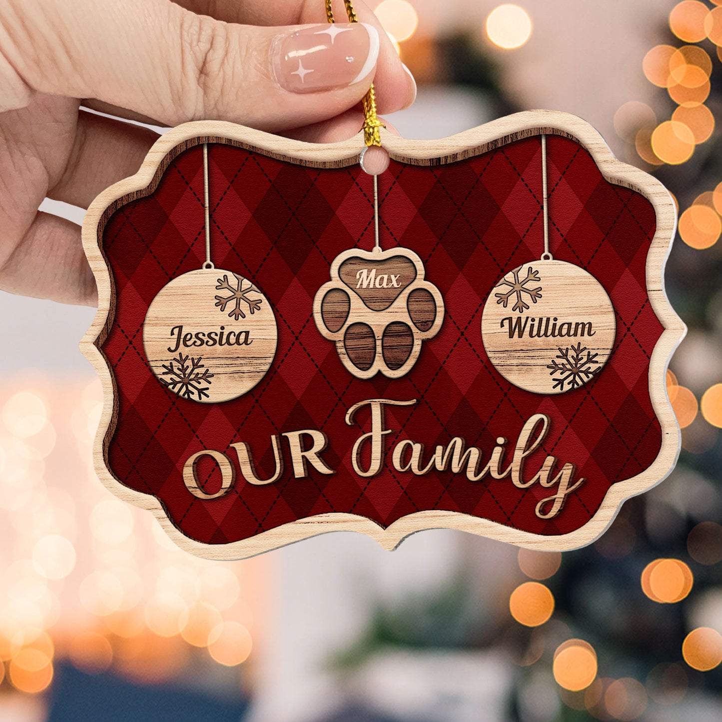Our Family - Personalized Aluminum/Wooden Ornament