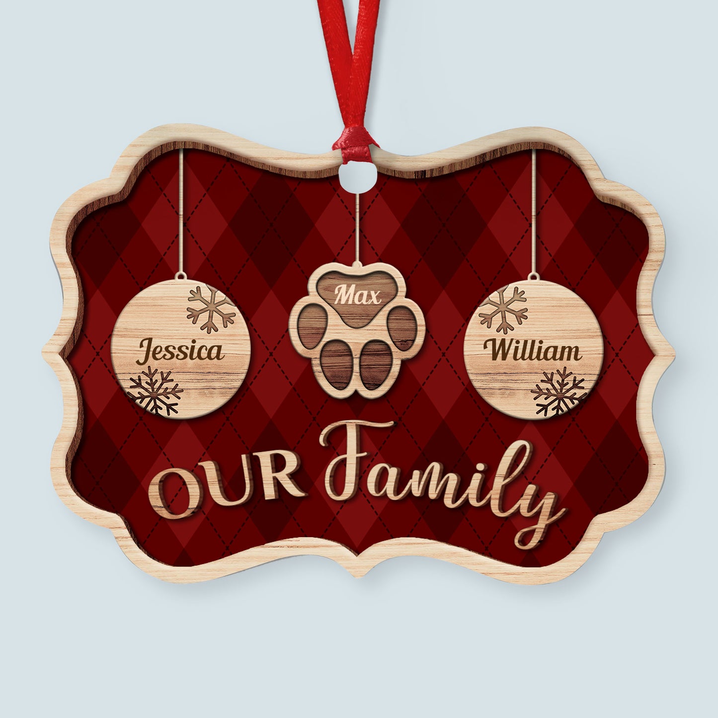 Our Family - Personalized Aluminum/Wooden Ornament