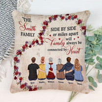 Our Family Will Always Be Connected By Heart - Personalized Pillow (Insert Included) - Birthday, Memorial Gift For Family Reunion, Family Member, Far Distance Siblings