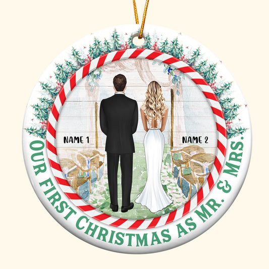 Our First Christmas As Mr And Mrs - Personalized Ceramic Ornament