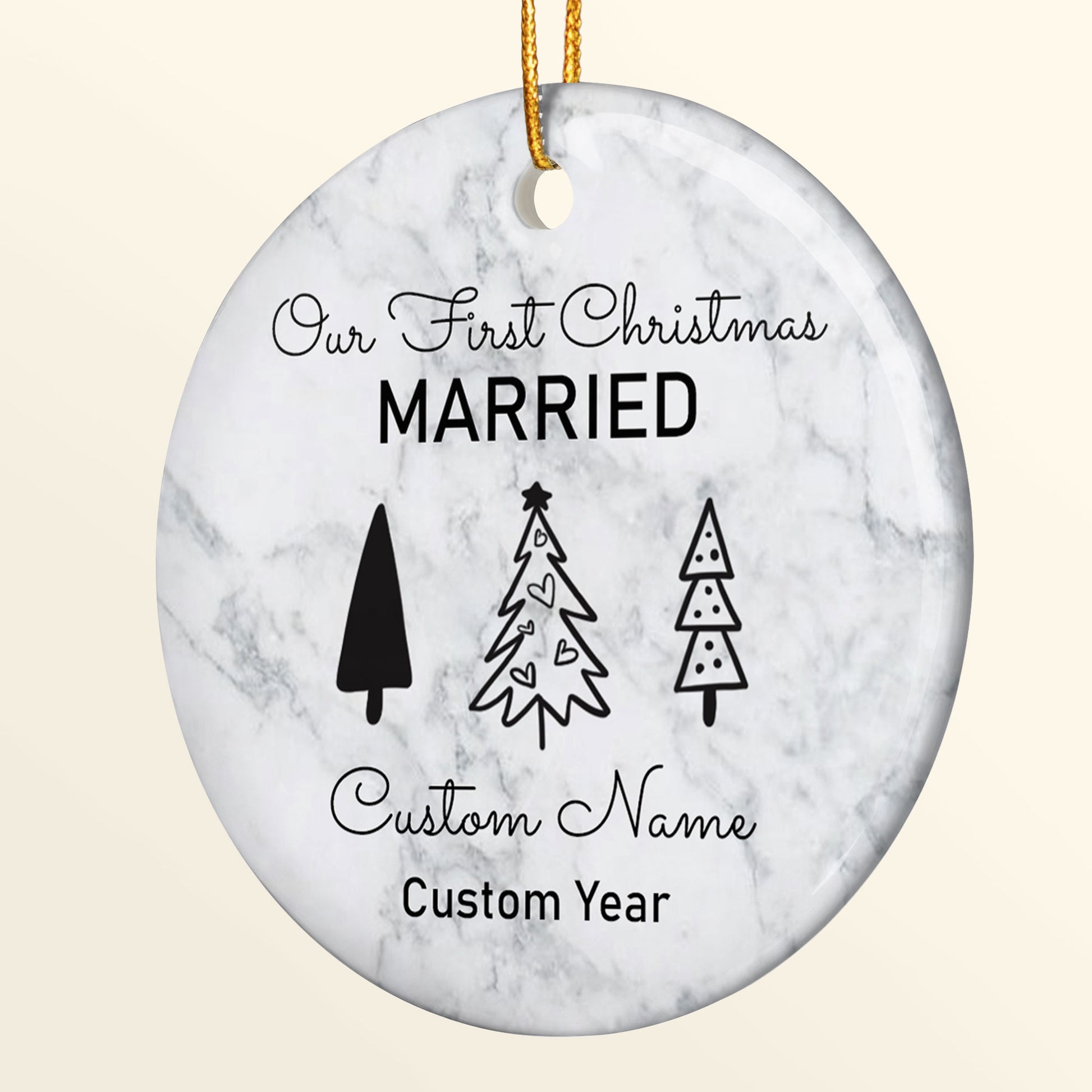 Our First Christmas Maried  - Personalized Ceramic Ornament - Christmas gift for Friends and Family