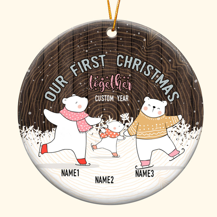 Our First Christmas Together - Personalized Ceramic Ornament - Christmas Gift For Friends And Family