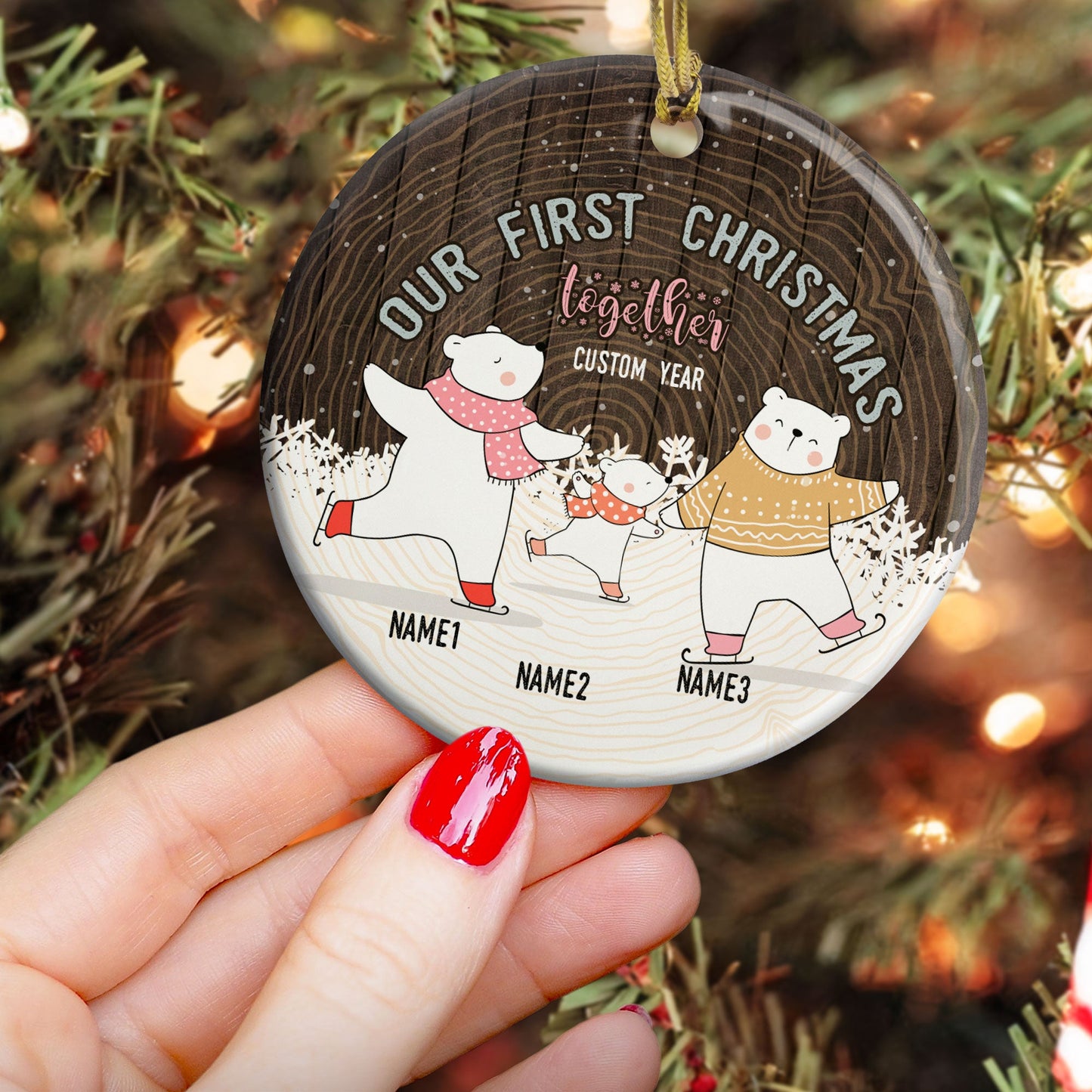Our First Christmas Together - Personalized Ceramic Ornament - Christmas Gift For Friends And Family