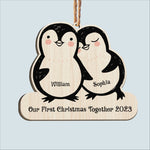 Our First Christmas Together - Personalized Custom Shaped Wooden Ornament - Christmas, Loving Gift For Couple, Husband, Wife