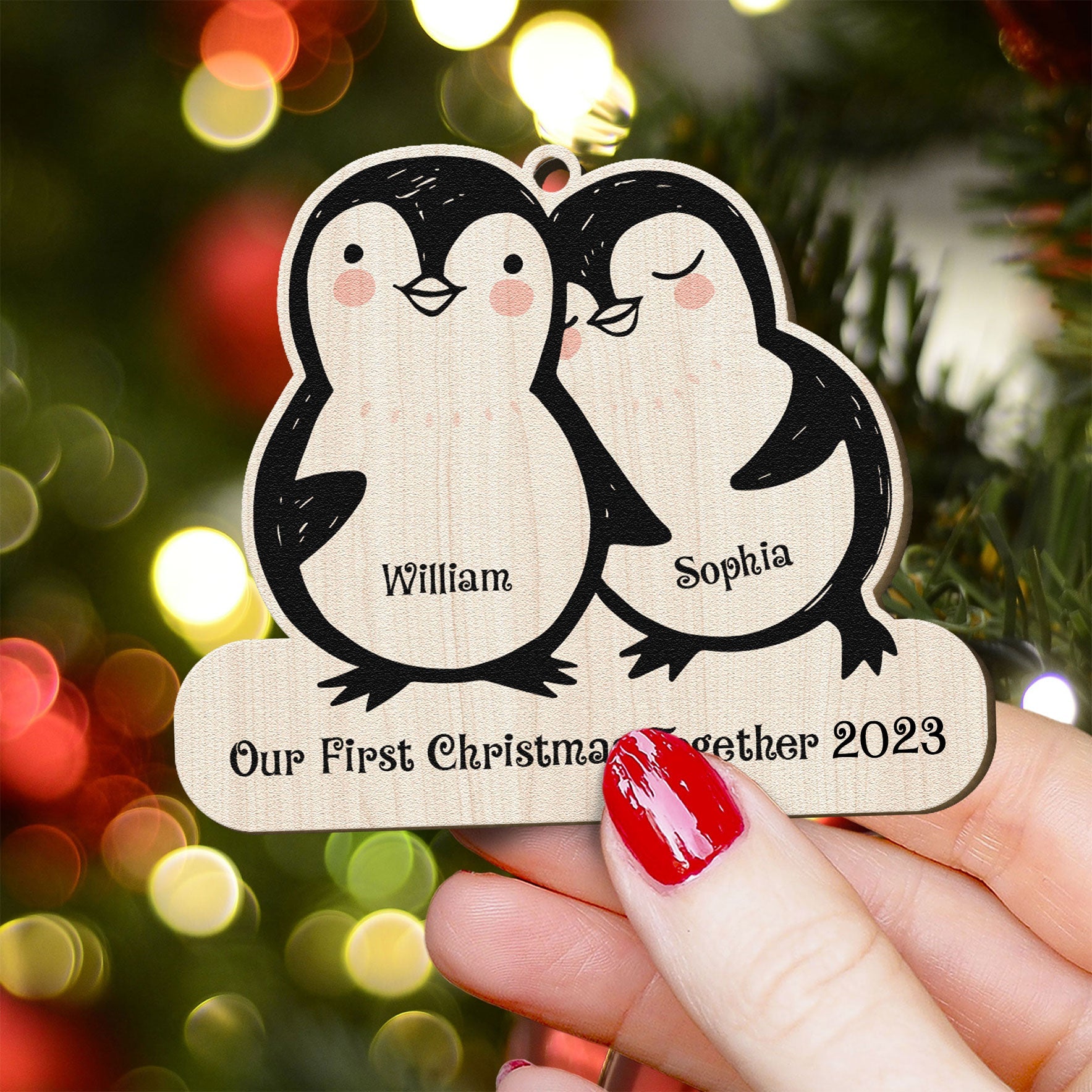 Our First Christmas Together - Personalized Custom Shaped Wooden Ornament - Christmas, Loving Gift For Couple, Husband, Wife