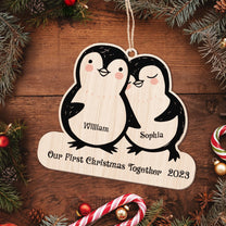 Our First Christmas Together - Personalized Custom Shaped Wooden Ornament - Christmas, Loving Gift For Couple, Husband, Wife