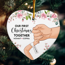 Our First Christmas Together - Personalized Heart Shaped Ceramic Ornament