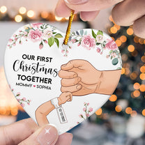 Our First Christmas Together - Personalized Heart Shaped Ceramic Ornament