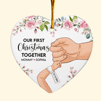 Our First Christmas Together - Personalized Heart Shaped Ceramic Ornament