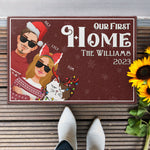 Our First Home With The Cats - Personalized Doormat