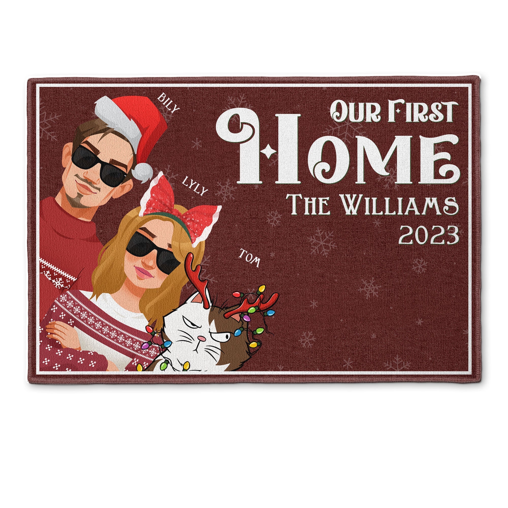 Our First Home With The Cats - Personalized Doormat
