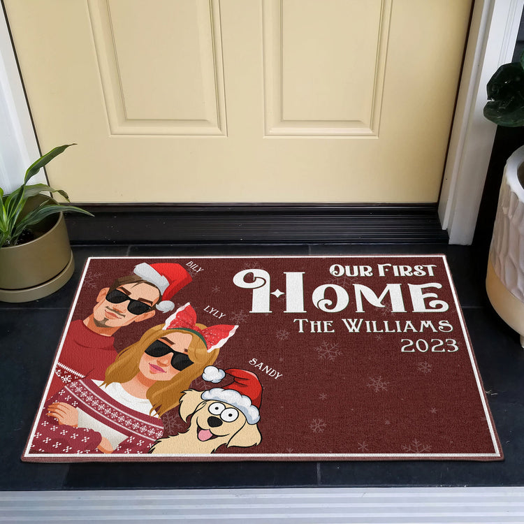 Our First Home With The Dogs - Personalized Doormat