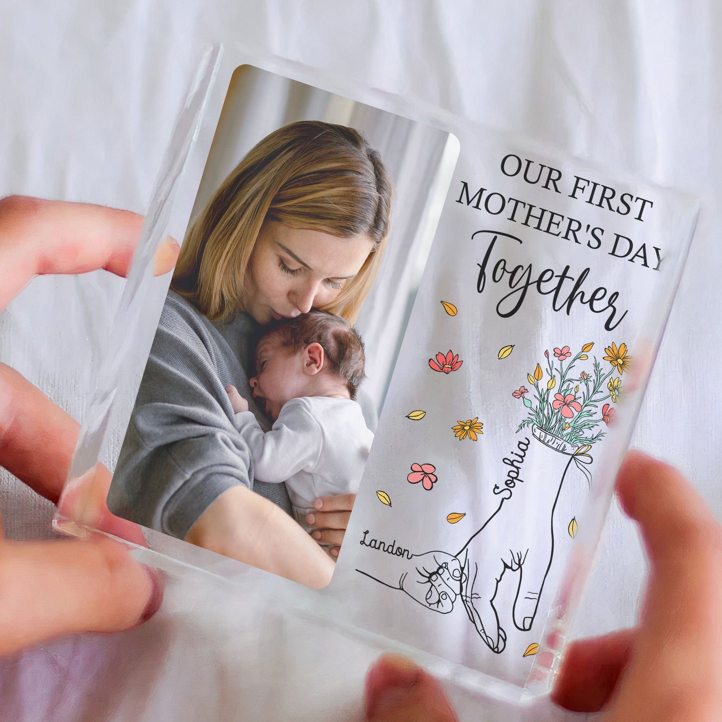 Our First Mother's Day Together Hand Holding - Personalized Acrylic Photo Plaque