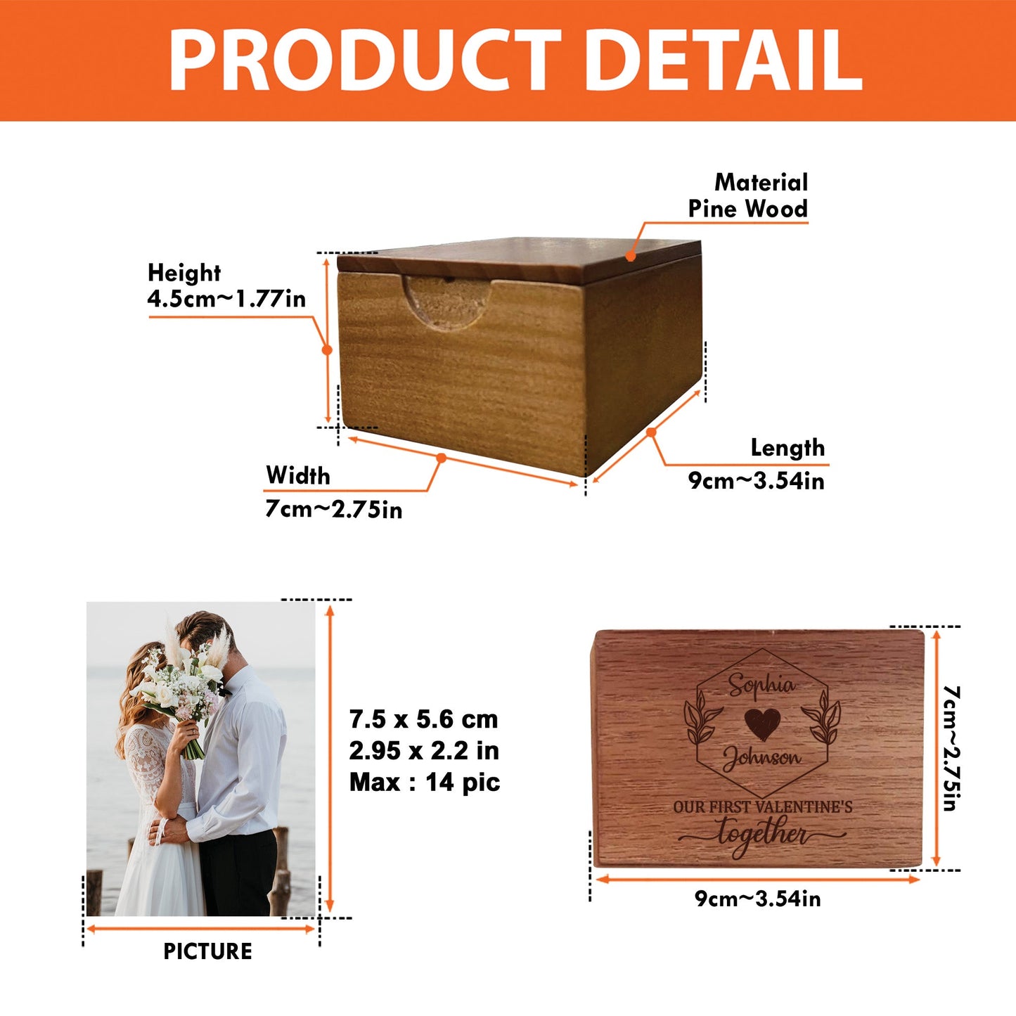 Our First Valentine's Together - Personalized Wooden Photo Box