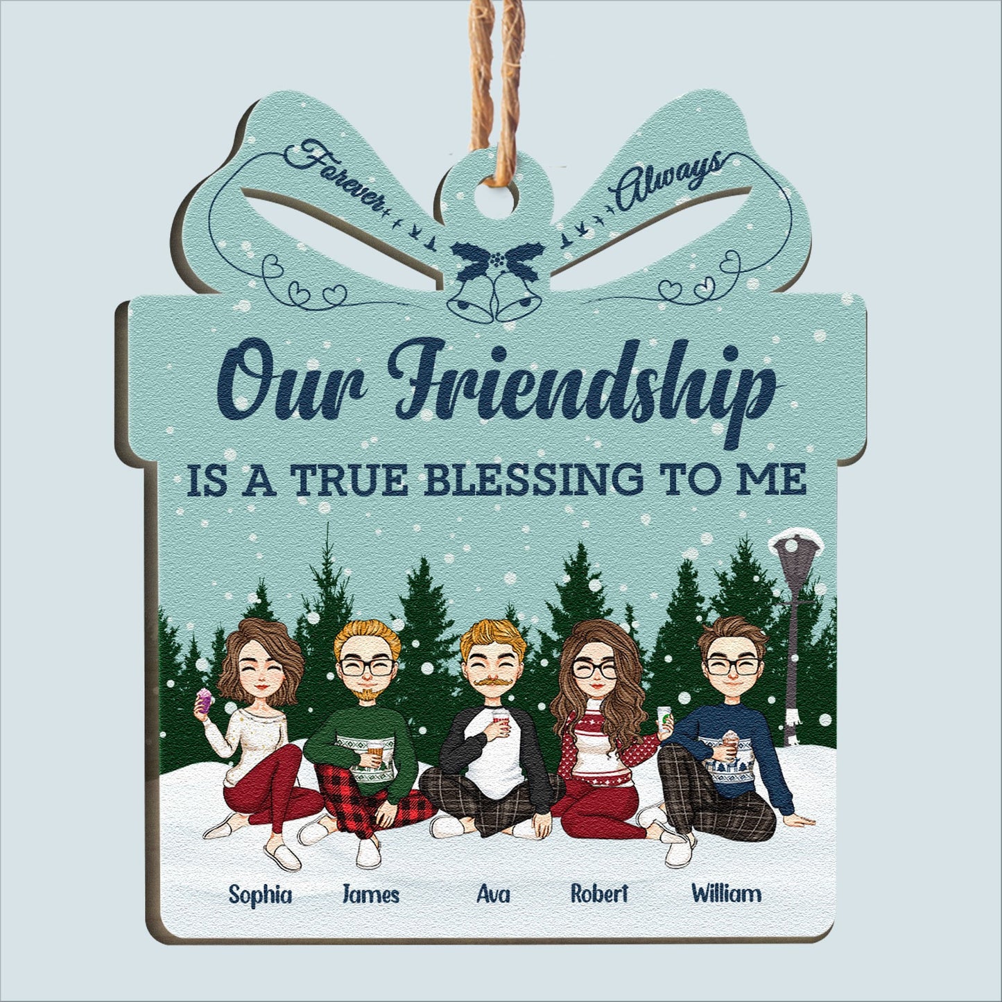Our Friendship Is A True Blessing - Personalized Custom Shaped Wooden Ornament