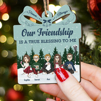 Our Friendship Is A True Blessing - Personalized Custom Shaped Wooden Ornament