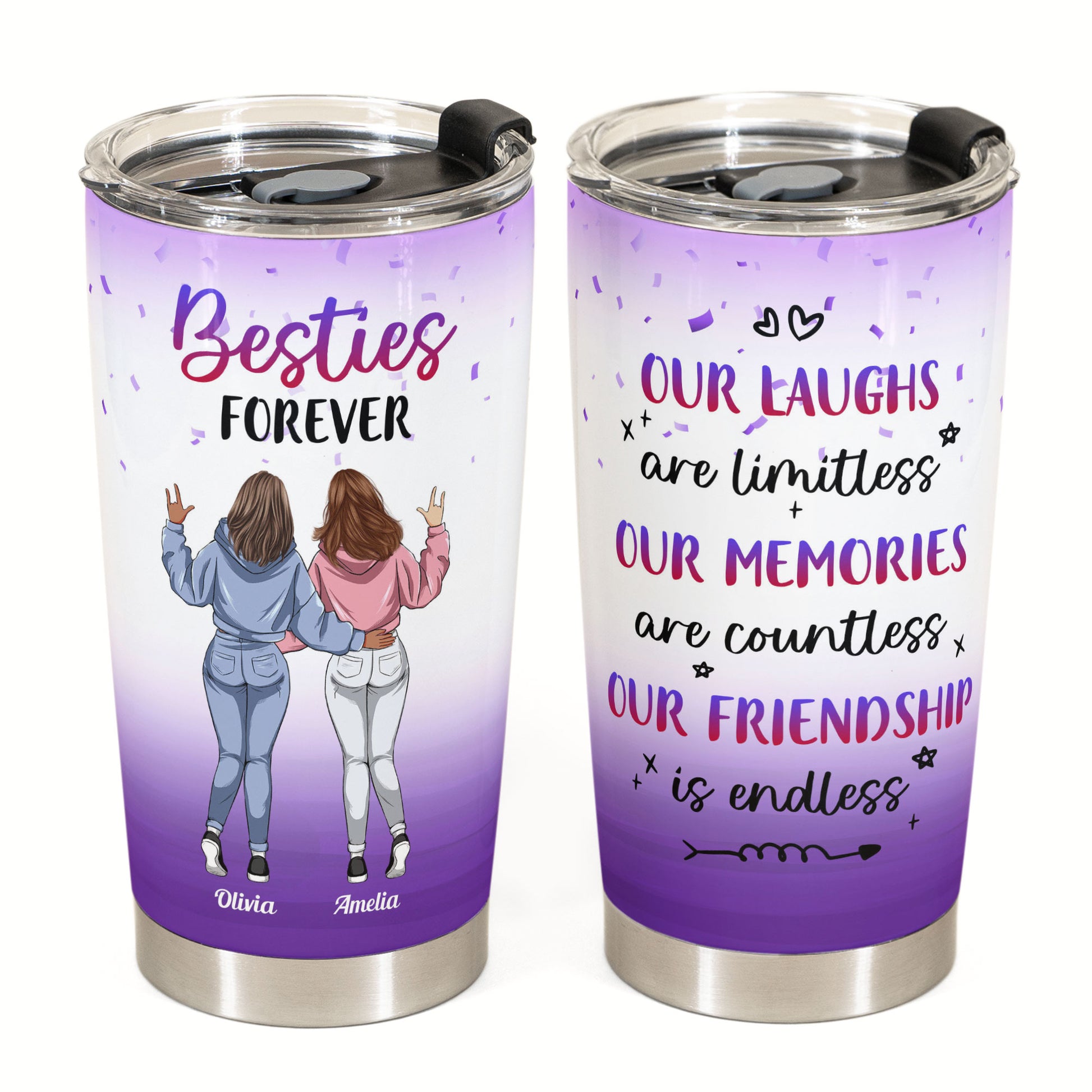 Our Friendship Is Endless - Personalized Tumbler Cup - Birthday, Funny Gift  For Besties, BFF, Best Friends, Soul Sisters