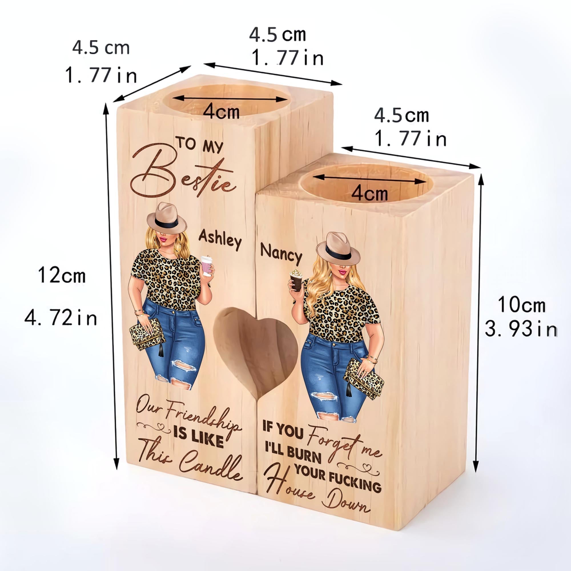 Our Friendship Is Like This Candle - Personalized Wood Candle Holder - Birthday Gift For Besties, Soul Sisters, Sistas, Bff, Friends