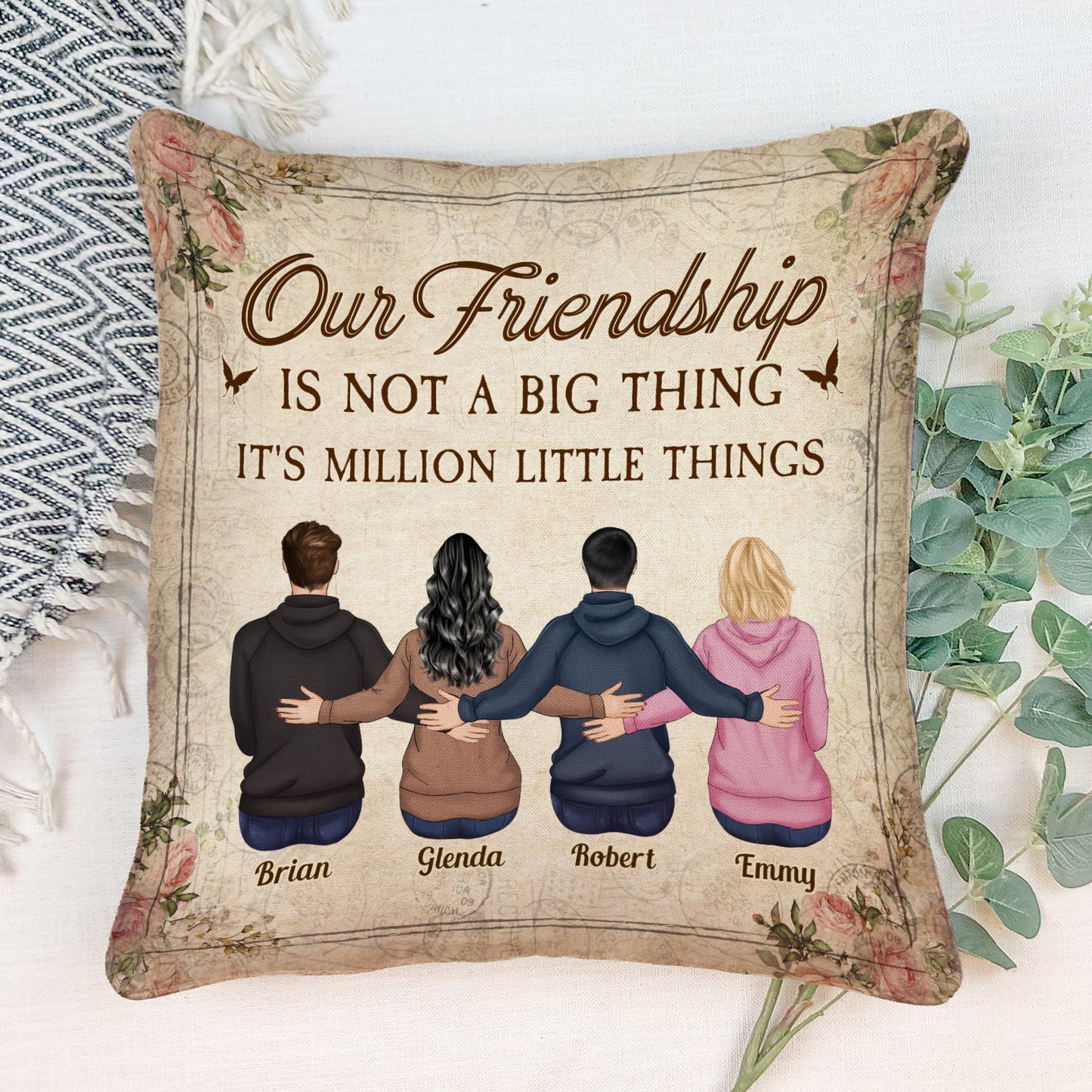 Our Friendship Is Million Little Things - Personalized Pillow (Insert Included) - Birthday, Christmas Gift For Besties, Best Friends, BFF
