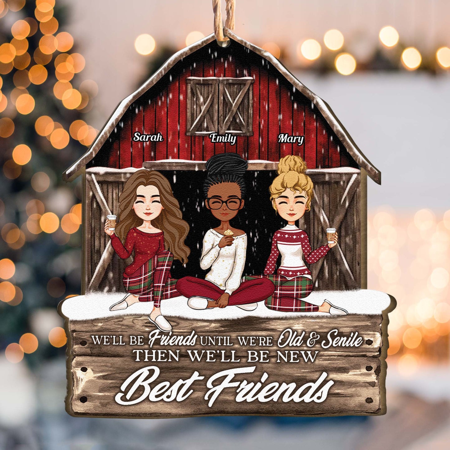 Our Laughs Are Limitless Friendship Red Barn 2 - Personalized Wooden Ornament