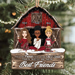 Our Laughs Are Limitless Friendship Red Barn 2 - Personalized Wooden Ornament - Vintage Ornament