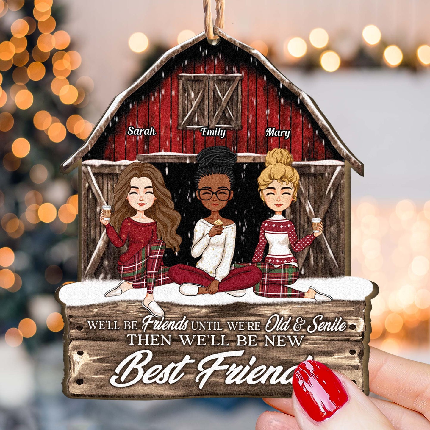 Our Laughs Are Limitless Friendship Red Barn 2 - Personalized Wooden Ornament