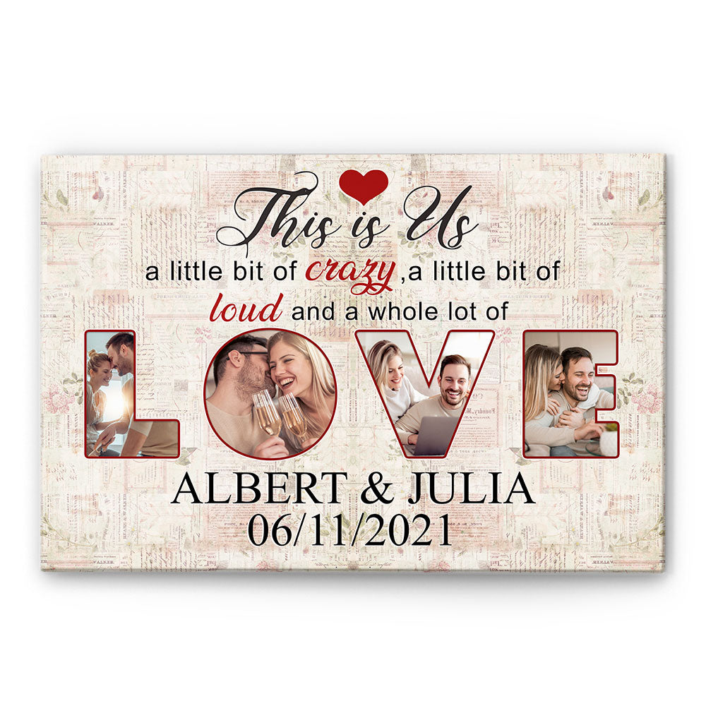 Our Love Photo Collage - Personalized Canvas - Anniversary, Valentine's Day Gift For Spouse, Husband, Wife, Lovers, Girlfriend, Boyfriend