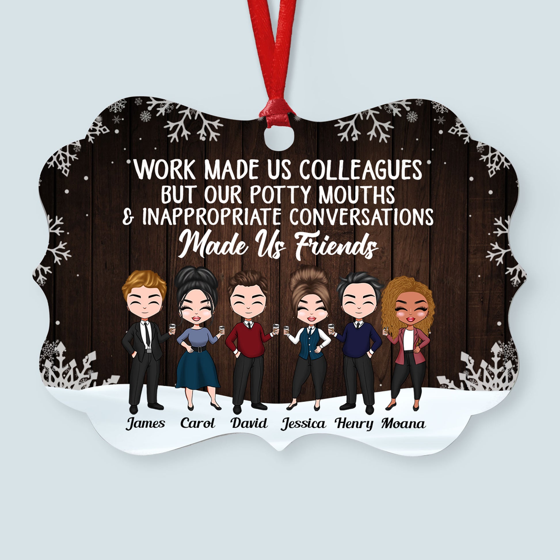 Our Potty Mouths Made Us Friends - Personalized Aluminum Ornament - Christmas Gift For Colleagues