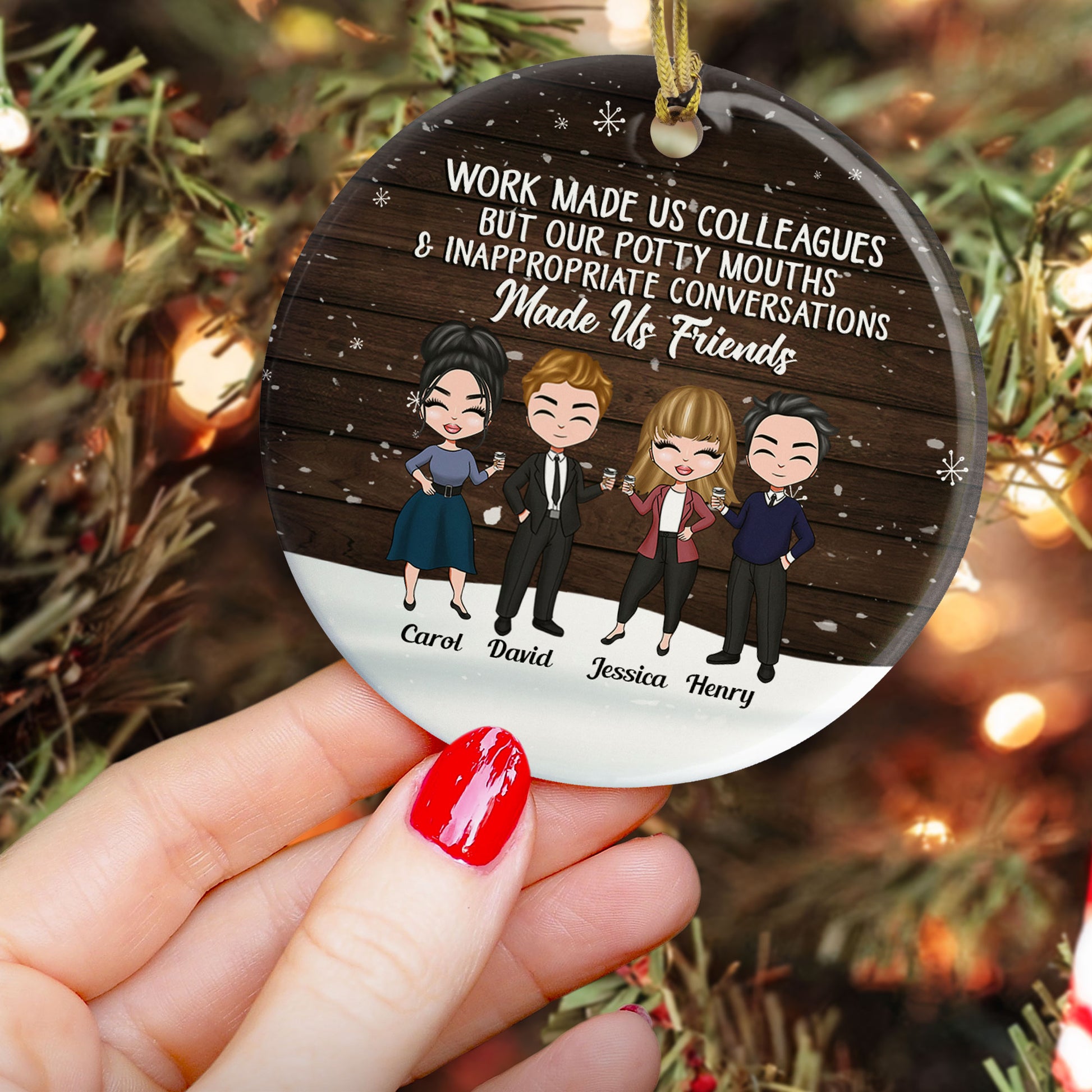 Our Potty Mouths Made Us Friends - Personalized Ceramic Ornament - Christmas Gift For Colleagues