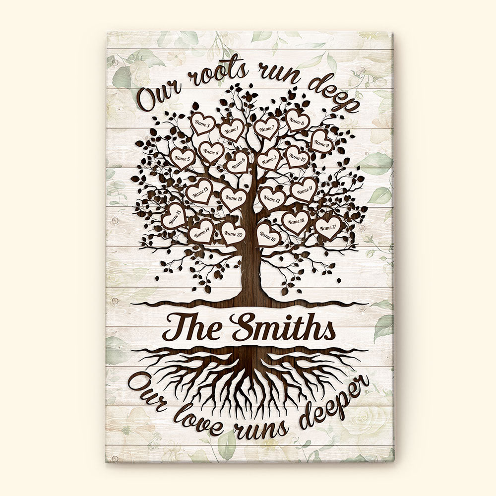 Our Roots And Love Run Deep - Personalized Poster/Wrapped Canvas - Anniversary Gift For Family